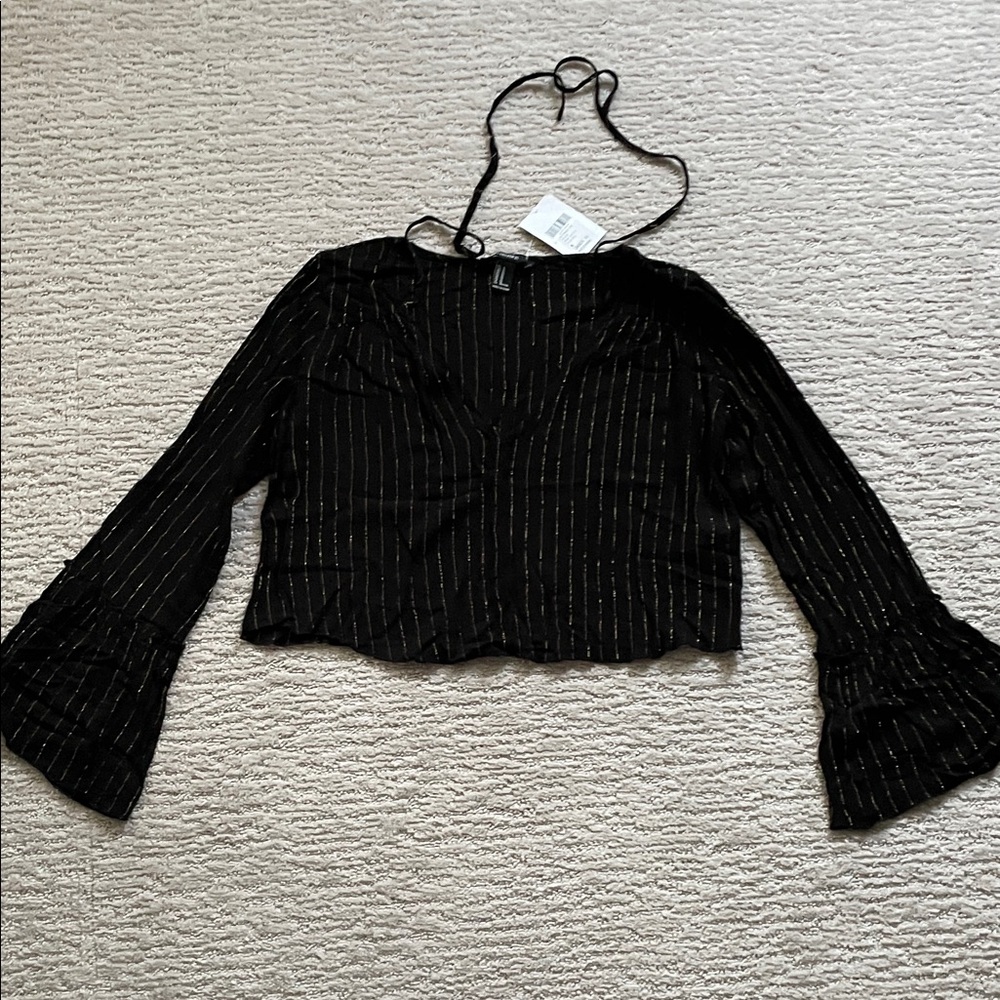 Forever 21 Black Top with Gold Stripes